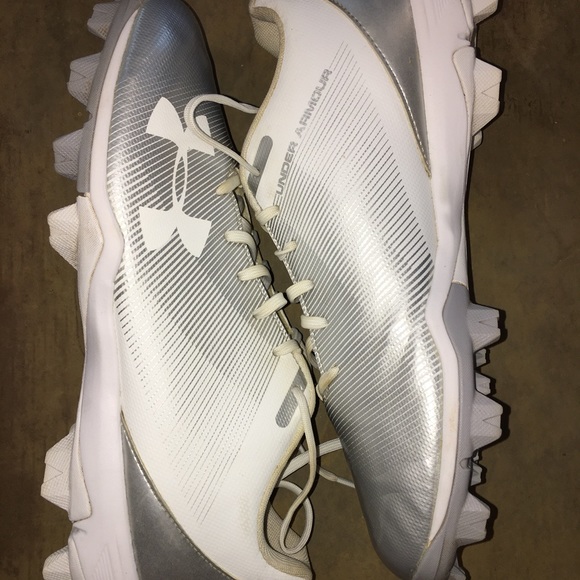 UA Leadoff Low RM Cleats White Silver Men Sz 9.5 - Picture 6 of 16